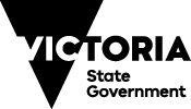 Victoria State Government logo with bold "VICTORIA" text, a large black triangle, and the words "State Government" below.